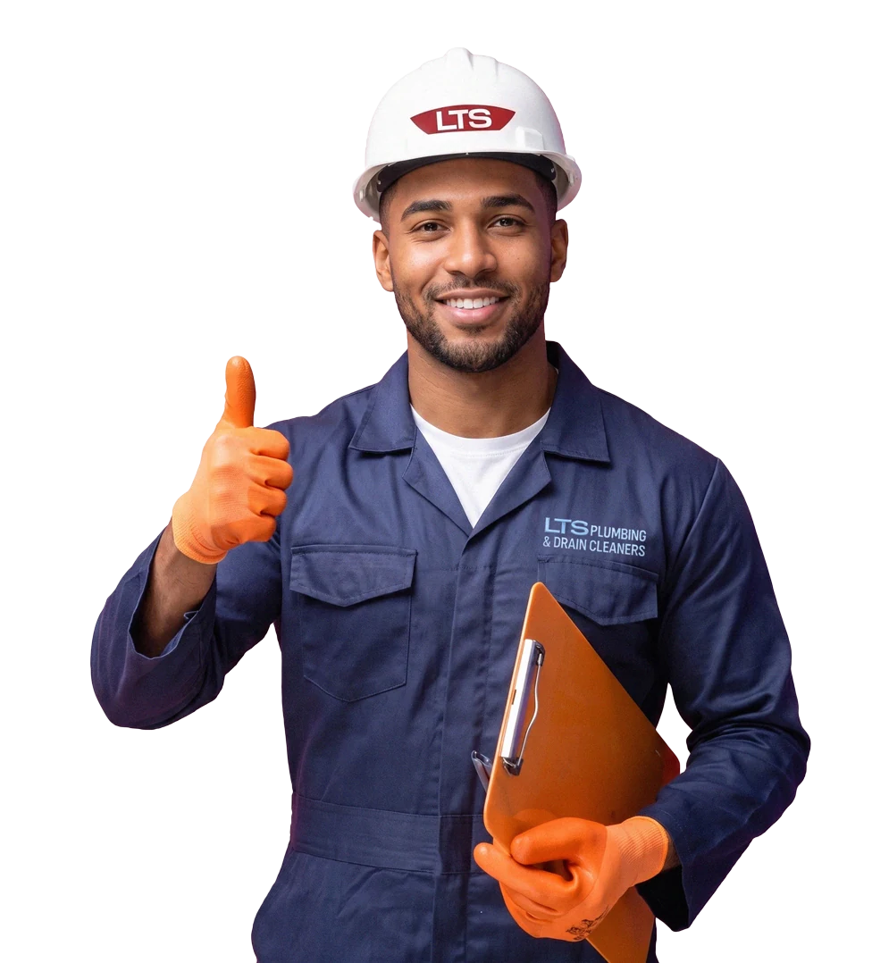 LTS Plumbing technician, licensed plumber in Cape Town, giving a thumbs up